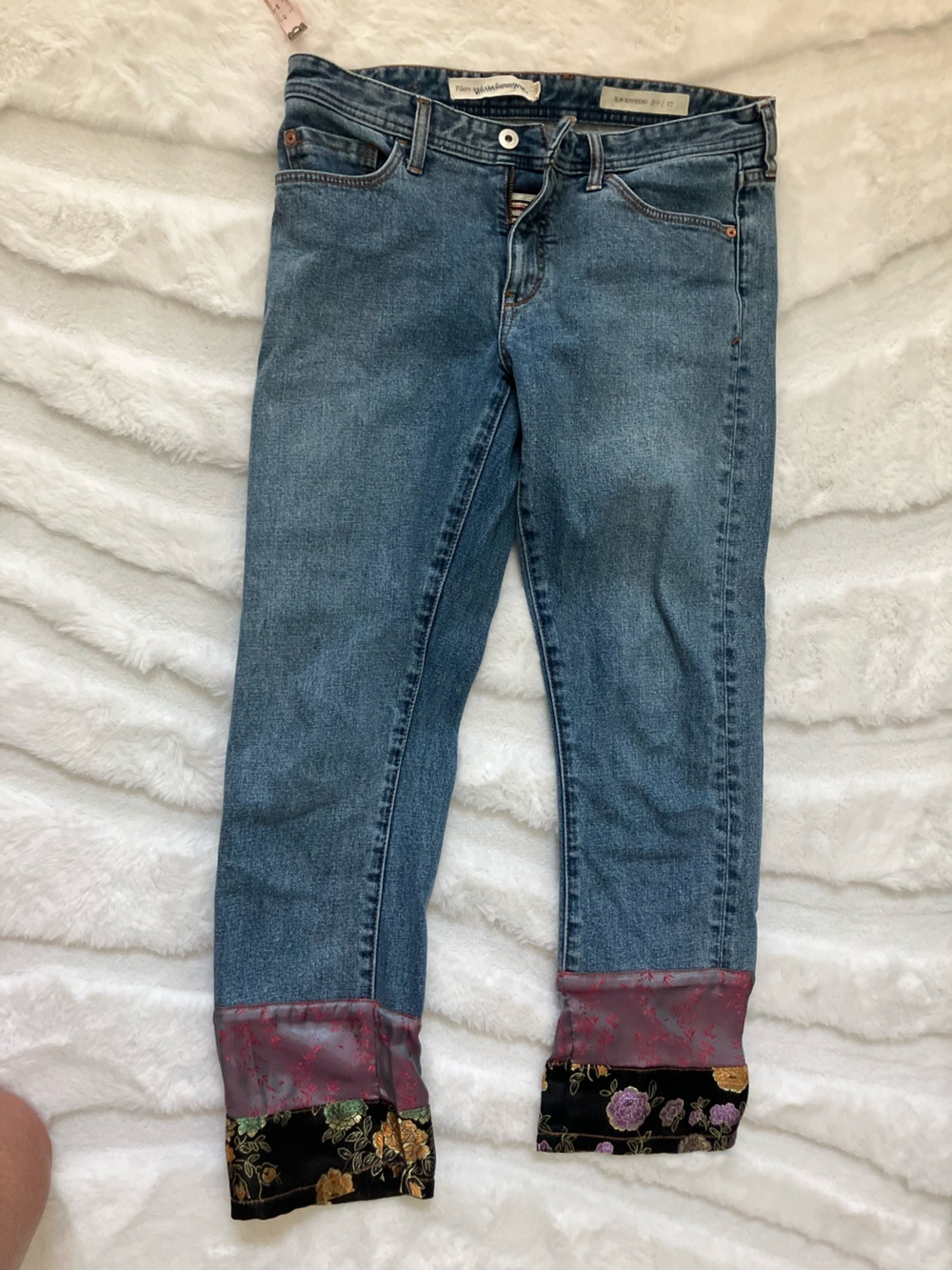 Cropped jeans with cuff detail boyfriend cut